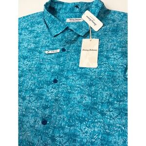 Tommy Bahama Men 3XLB Blue Stretch Bahama Coast Palm Trees Button Down Shirt NEW